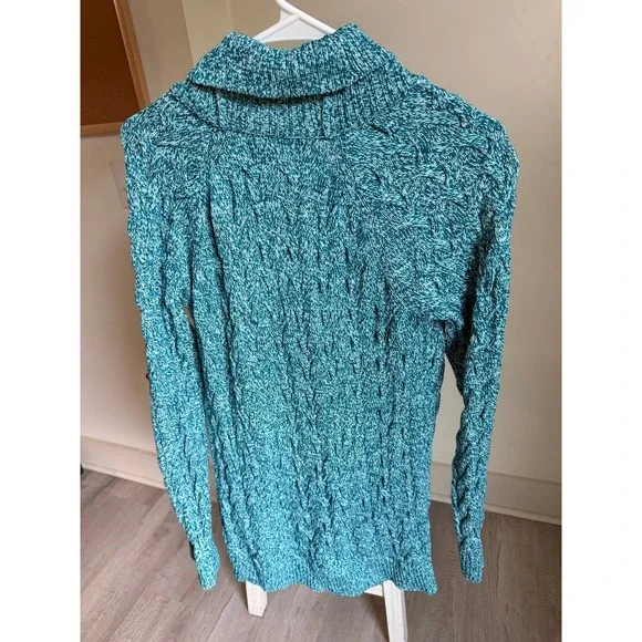 Lands End Women's Small blue speckled cardigan button‎ up - Picture 4 of 8